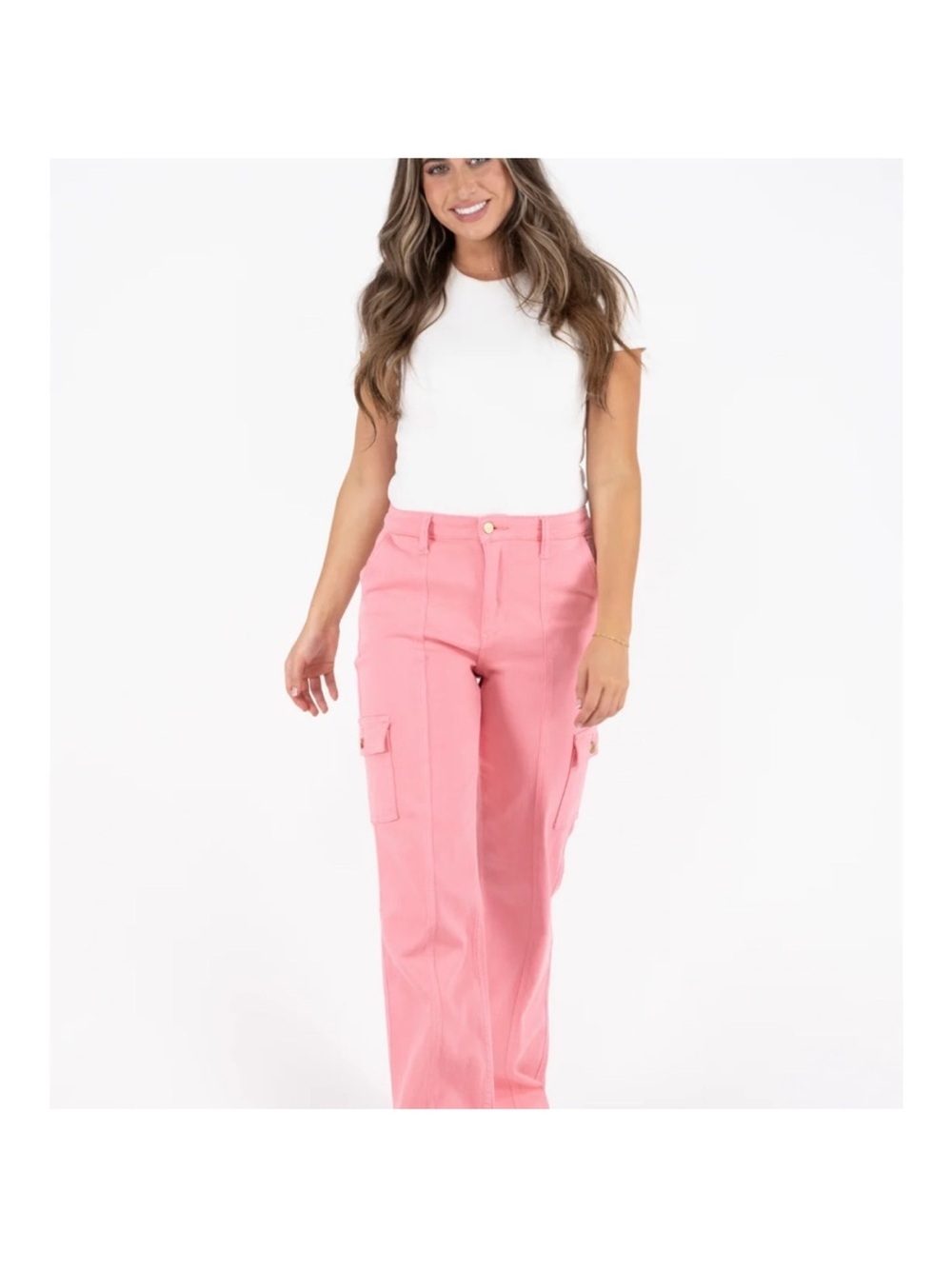 Judy Blue Pink Wide-Leg Cargo Pants